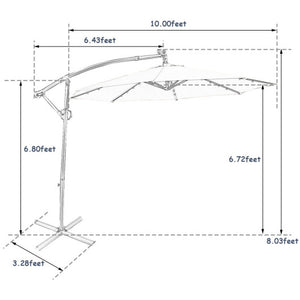 10 ft 360° Rotation Solar Powered LED Patio Offset Umbrella without Weight Base-Navy