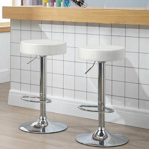1 PC Round Bar Stool Adjustable Swivel Pub Chair-White