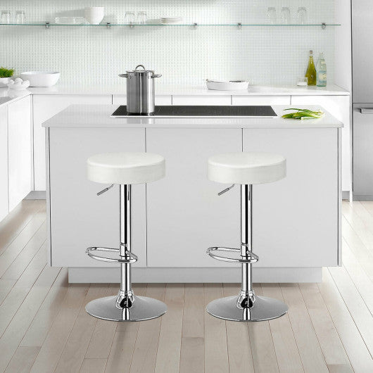 1 PC Round Bar Stool Adjustable Swivel Pub Chair-White