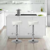 1 PC Round Bar Stool Adjustable Swivel Pub Chair-White