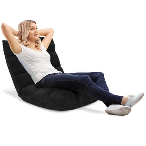 Adjustable 14-Position Floor Chair Folding Lazy Gaming Sofa Chair-Black