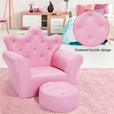 Pink Kids Sofa Armrest Couch with Ottoman-Pink