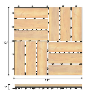 10 Pieces 12 x 12  Inch Acacia Wood  Interlocking Check Deck Tiles