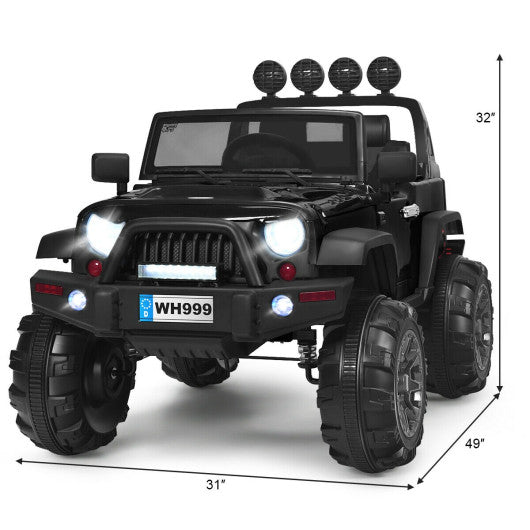 12 V Kids Ride On Truck with Remote Control and Double Magnetic Door-Black