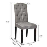Set of 2 Tufted Upholstered Dining Chairs-Gray