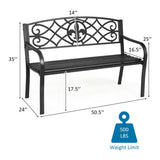 50 Inch Patio Heavy-Duty Metal Garden Bench