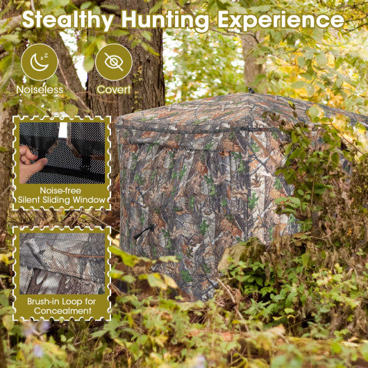 2-3 Person Hunting Blind Portable Pop Up Ground Tent with Carry Bag and Storage Pocket