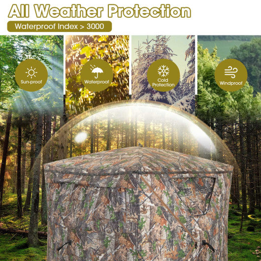 2-3 Person Hunting Blind Portable Pop Up Ground Tent with Carry Bag and Storage Pocket