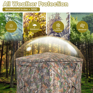 2-3 Person Hunting Blind Portable Pop Up Ground Tent with Carry Bag and Storage Pocket