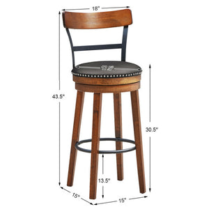 Set of 2 30.5 Inch Swivel Pub Height Bar Stool