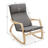 Stable Wooden Frame Leisure Rocking Chair with Removable Upholstered Cushion-Gray