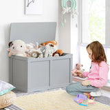 Safety Hinge Wooden Chest Organizer Toy Storage Box-Gray