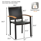 Set of 4 Outdoor Patio PE Rattan Dining Chairs with Powder-coated Steel Frame