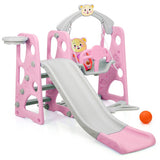 3 in 1 Toddler Climber and Swing Set Slide Playset-Pink