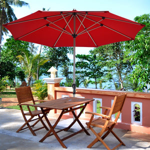 9 Feet Patio Outdoor Market Umbrella with Aluminum Pole without Weight Base-Dark Red