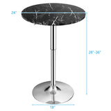 360° Swivel Cocktail Pub Table with Sliver Leg and Base-Black