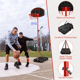 Adjustable Basketball Hoop System Stand Portable with 2 Wheels Fillable Base-Black & Red