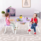 Wood Activity Kids Table and Chair Set with Center Mesh Storage for Snack Time and Homework-Purple