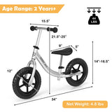 Aluminum Adjustable No Pedal Balance Bike for Kids-Black