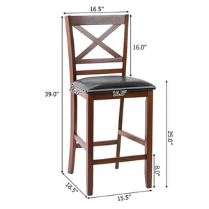 Set of 2 Bar Stools 25 Inch Counter Height Chairs with PU Leather Seat