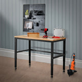 48 Inch Adjustable Solid Oak Workbench with 2000lbs Heavy-Duty Capacity-Natural