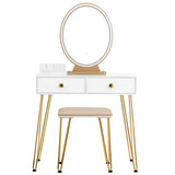 Industrial Makeup Dressing Table with 3 Lighting Modes-White