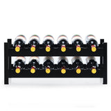 2-Tier 12 Bottles Bamboo Storage Shelf  Wine Rack-Brown