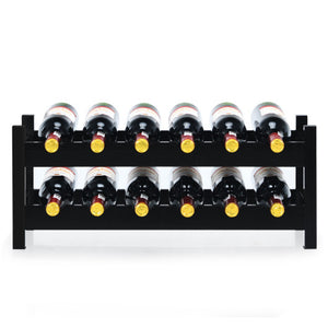 2-Tier 12 Bottles Bamboo Storage Shelf  Wine Rack-Brown