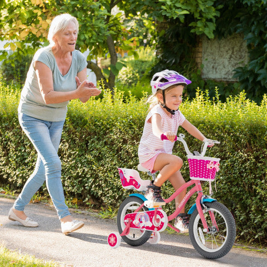 Kids Bicycle with Training Wheels and Basket for Boys and Girls Age 3-9 Years-14"