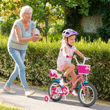 Kids Bicycle with Training Wheels and Basket for Boys and Girls Age 3-9 Years-14"