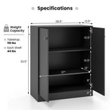 2-Door Modern Floor Storage Cabinet with 3-Tier Shelf-Black