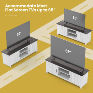 TV Stand with 2 Cabinets and Open Shelves for TVs up to 65 Inch-Black