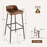 Set of 1/2 29 Inch Industrial Bar Stools with Low Back and Footrests-Set of 2