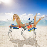 2 Packs 5-Position Outdoor Folding Backpack Beach Table Chair Reclining Chair Set-Yellow