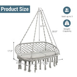 2 Person Hanging Hammock Chair with Cushion Macrame Swing-Gray