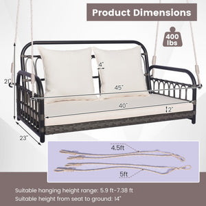 2-Person Outdoor Hanging Chair with Ropes-Gray