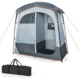 2 Rooms Oversize Privacy Shower Tent with Removable Rain Fly and Inside Pocket-Gray
