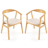 Bamboo Accent Chair with Armrest and Curved Backrest-Natural