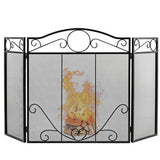 3-Panel Freestanding Fireplace Screen Folded Fire Doors