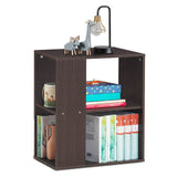 2-Tier Side End Table with Storage Shelves -Brown