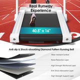 3-in-1 Folding Treadmill with Large Desk and LCD Display-White
