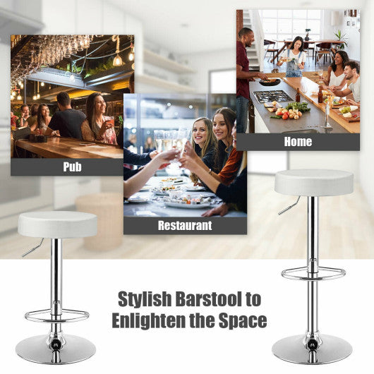 1 PC Round Bar Stool Adjustable Swivel Pub Chair-White
