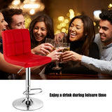 Set of 2 Square Swivel Adjustable PU Leather Bar Stools with Back and Footrest-Red