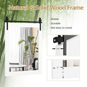30 x 22 Inch Wall Mount Mirror with Wood Frame-White