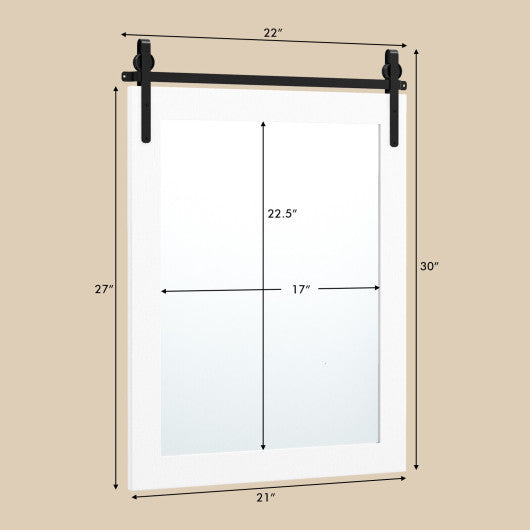 30 x 22 Inch Wall Mount Mirror with Wood Frame-White