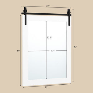 30 x 22 Inch Wall Mount Mirror with Wood Frame-White