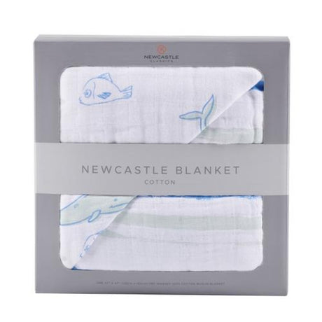 Whale and Ocean Stripe Newcastle Blanket - Aiden's Corner Baby & Toddler Clothes, Toys, Teethers, Feeding and Accesories