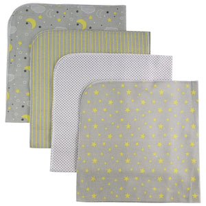4 Pack Yellow Flannel Receiving Blanket