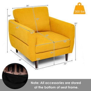Modern Upholstered Accent Chair Single Sofa Armchair-Yellow