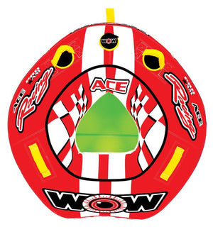 WOW Sports 1 Person Towable Water Tube - Ace Racing Starter Kit w 12V Pump & 1K Tow Rope by Jupiter Gear